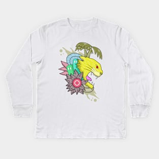 Yellow cat Kids Long Sleeve T-Shirt